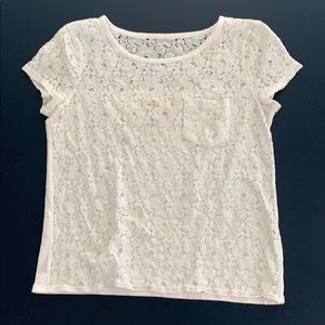 White Lace Hollister Tee Size Small